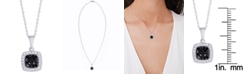 Macy's Black and White Diamond 1/4 ct. t.w.  Cushion Square Pendant Necklace in Sterling Silver